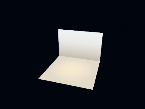 A floor and a wall with no lights at all: what is on them is a hand-built lightmap, a pool on the floor and a glow up the wall.