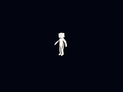 A skinned figure frozen at a stated second of its clip, so the frame is the same every time it is drawn.